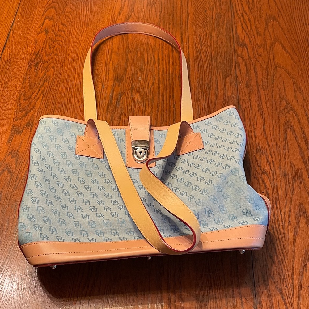 Dooney & Bourke Blue and Tan Signature Tote